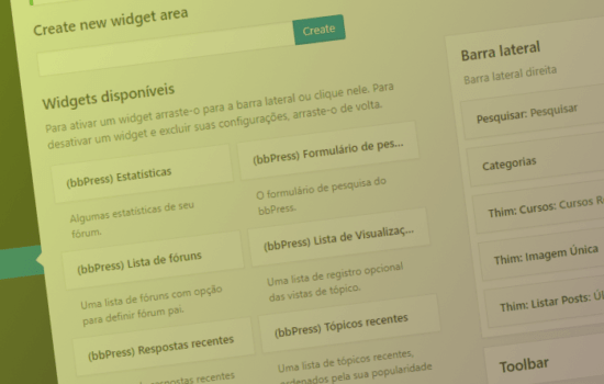 como criar areas de widgets no WordPress