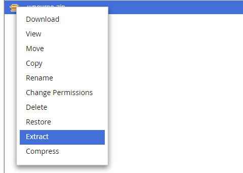 Como mover um site WordPress - extraindo arquivo
