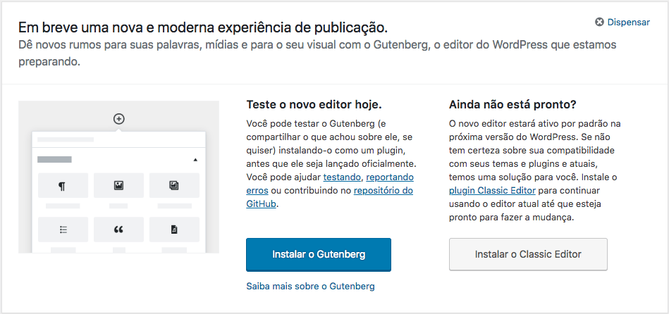 Como Deixar o seu tema pronto para o Gutenberg - convite versão 4.9.8