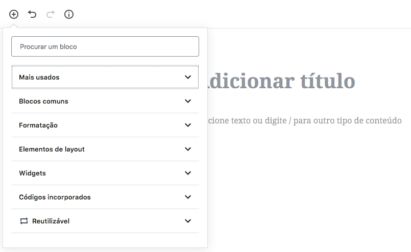 Gutenberg - Guia Básico do Novo Editor do WordPress - tipos de bloco