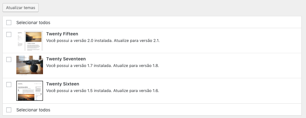 Atualizando o WordPress 5.0 - lista de temas