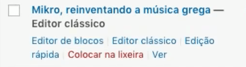 Atualizando o WordPress 5.0 - opções de edição